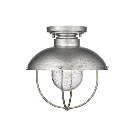 Z-Lite Ansel 1 Light Outdoor Flush Ceiling Mount Fixture, Galvanized & Galvanized 590F-GV